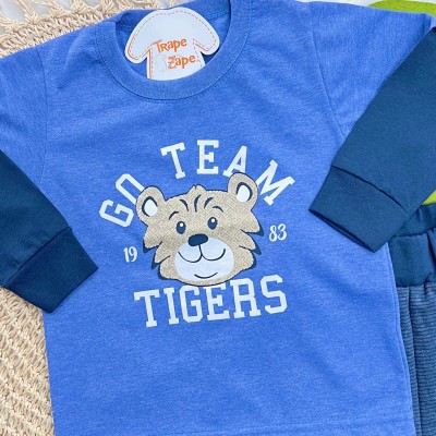 Conj. Blusa Manga Longa Go Team Tigers e Calça de Moletom - Azul Royal